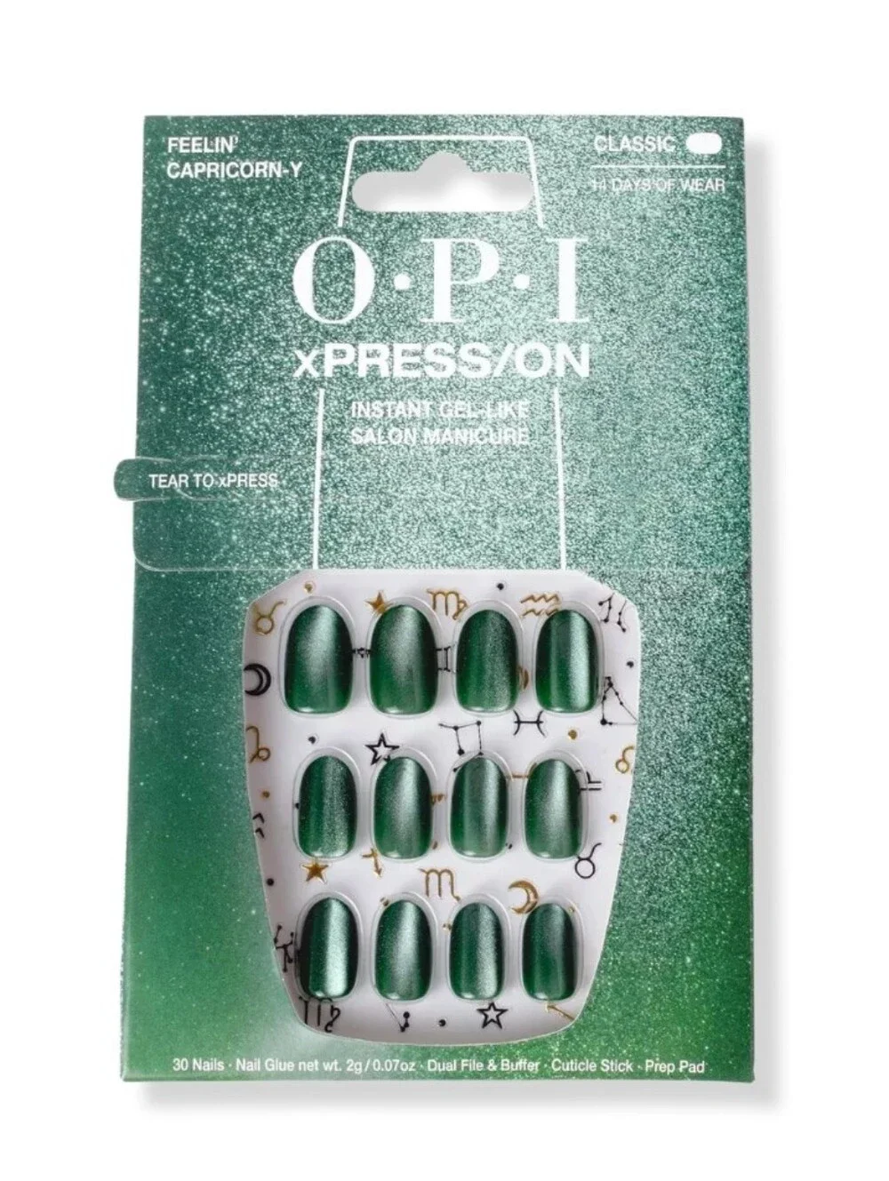 OPI EXPRESSION FEELIN' CAPRICORN-Y METALLIC GREEN INSTANT GEL-LIKE MANICURE.